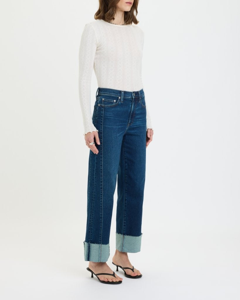 Daze Denim Pleaser High Rise Wide Ankle in Slow Motion