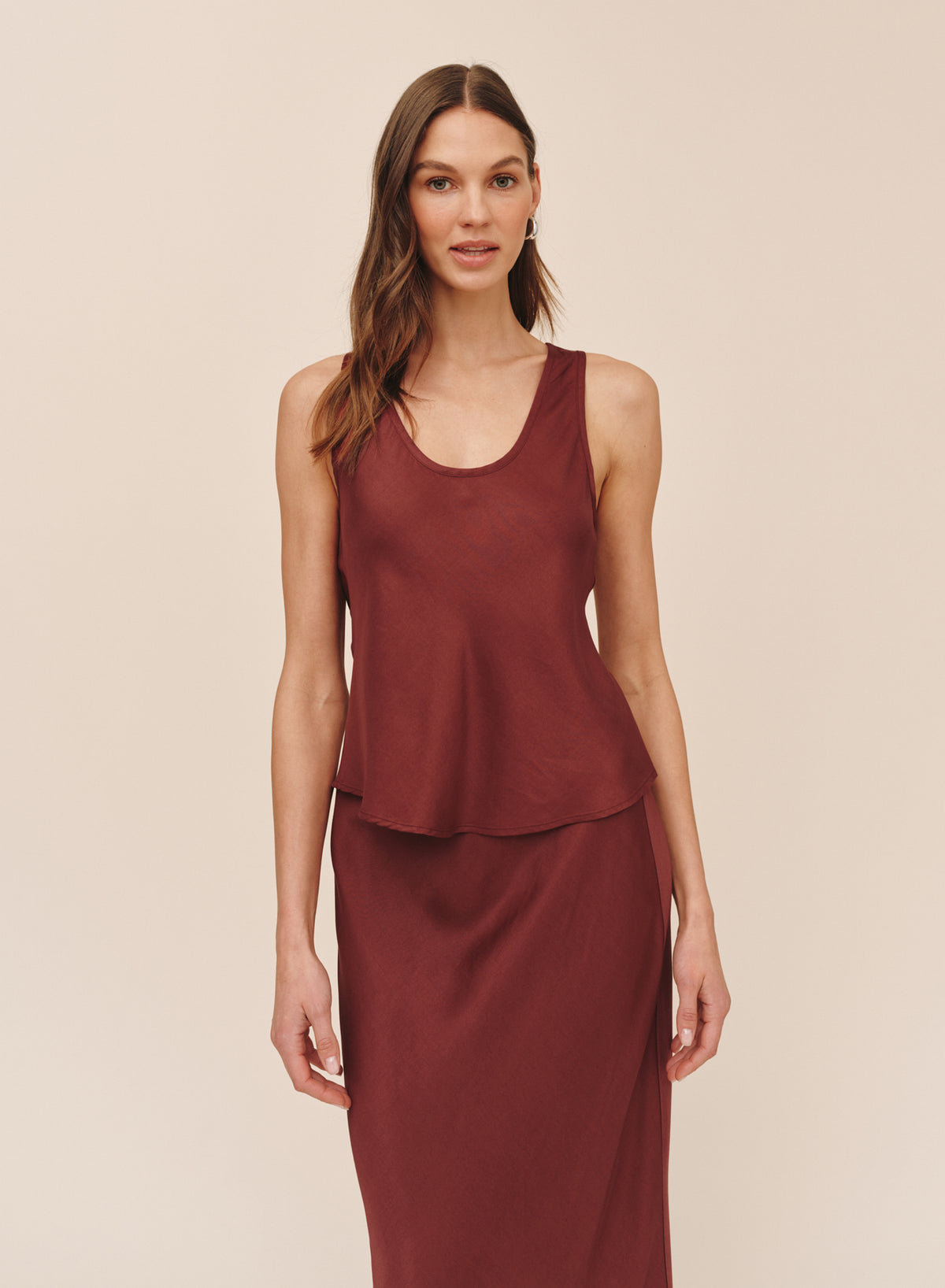 Scoop Neck Tank Smoked Crimson