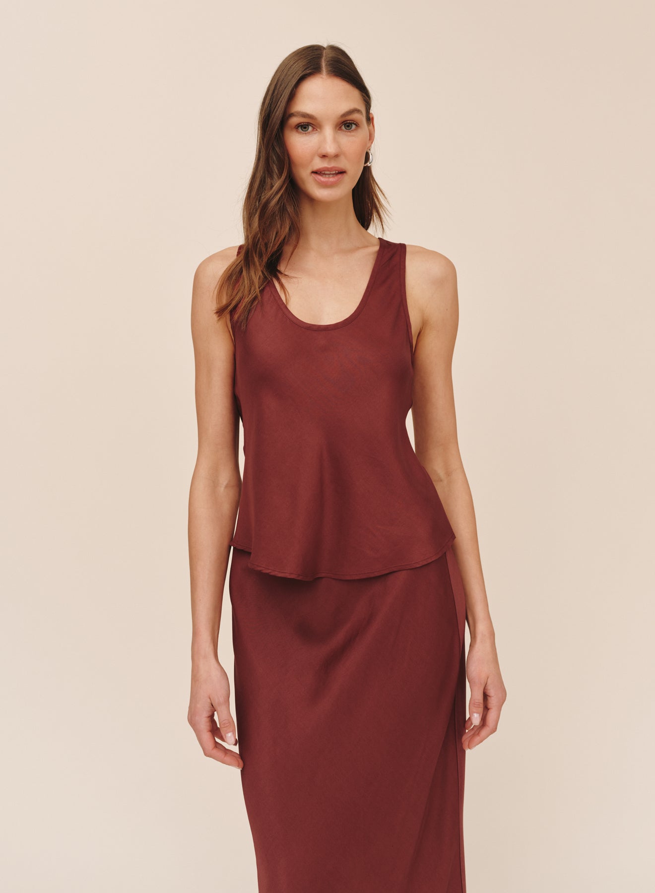 Scoop Neck Tank Smoked Crimson