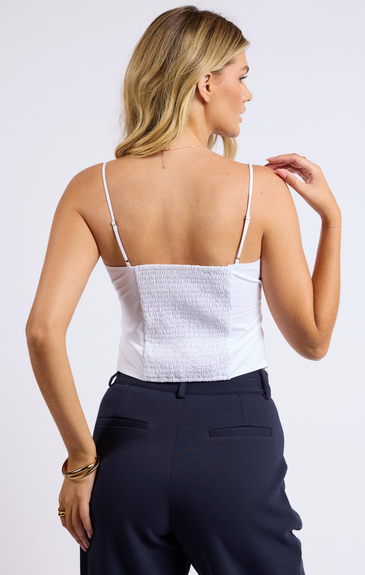 SAGE THE LABEL Rowena Sleeveless Buttoned Fitted Crop Top