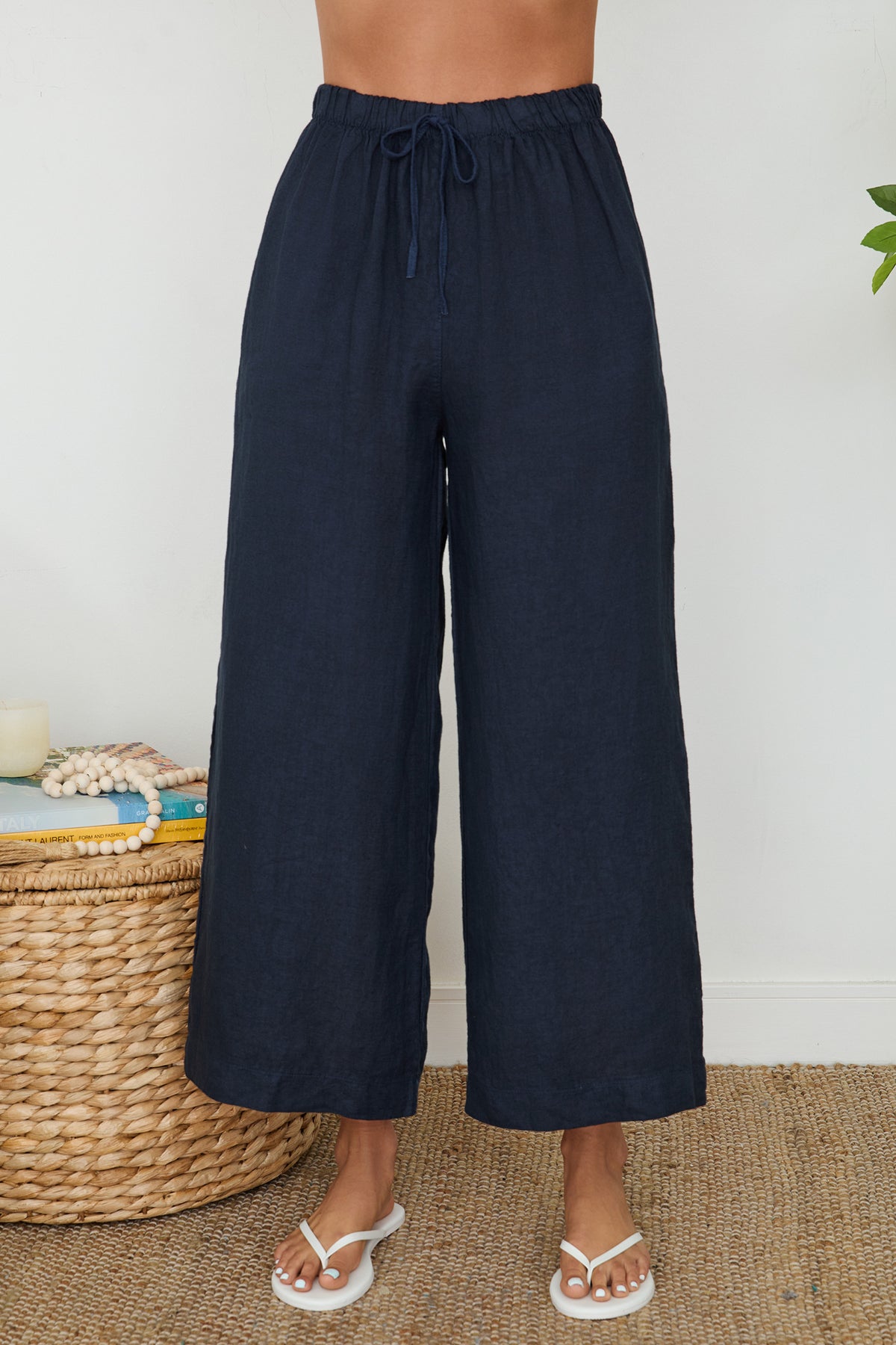 NYLAND Feeney Drawstring Wide Leg Linen Pants