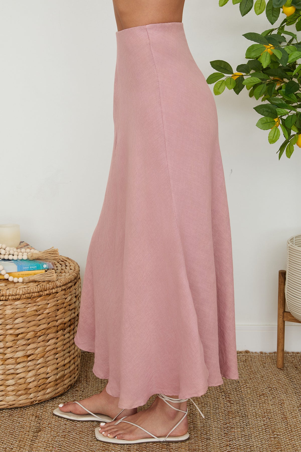 NYLAND Nicandra Crinkle Linen Midi Skirt