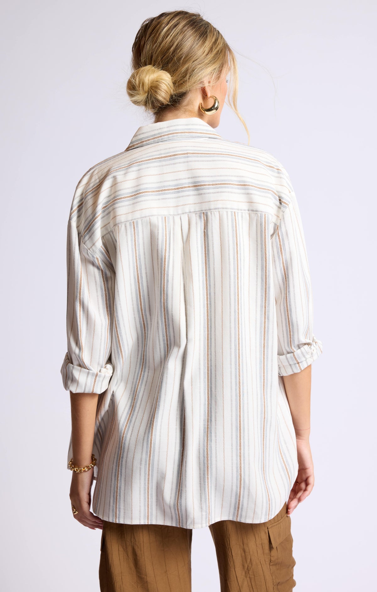 SAGE THE LABEL Nopales Striped Hi-Lo Shirt