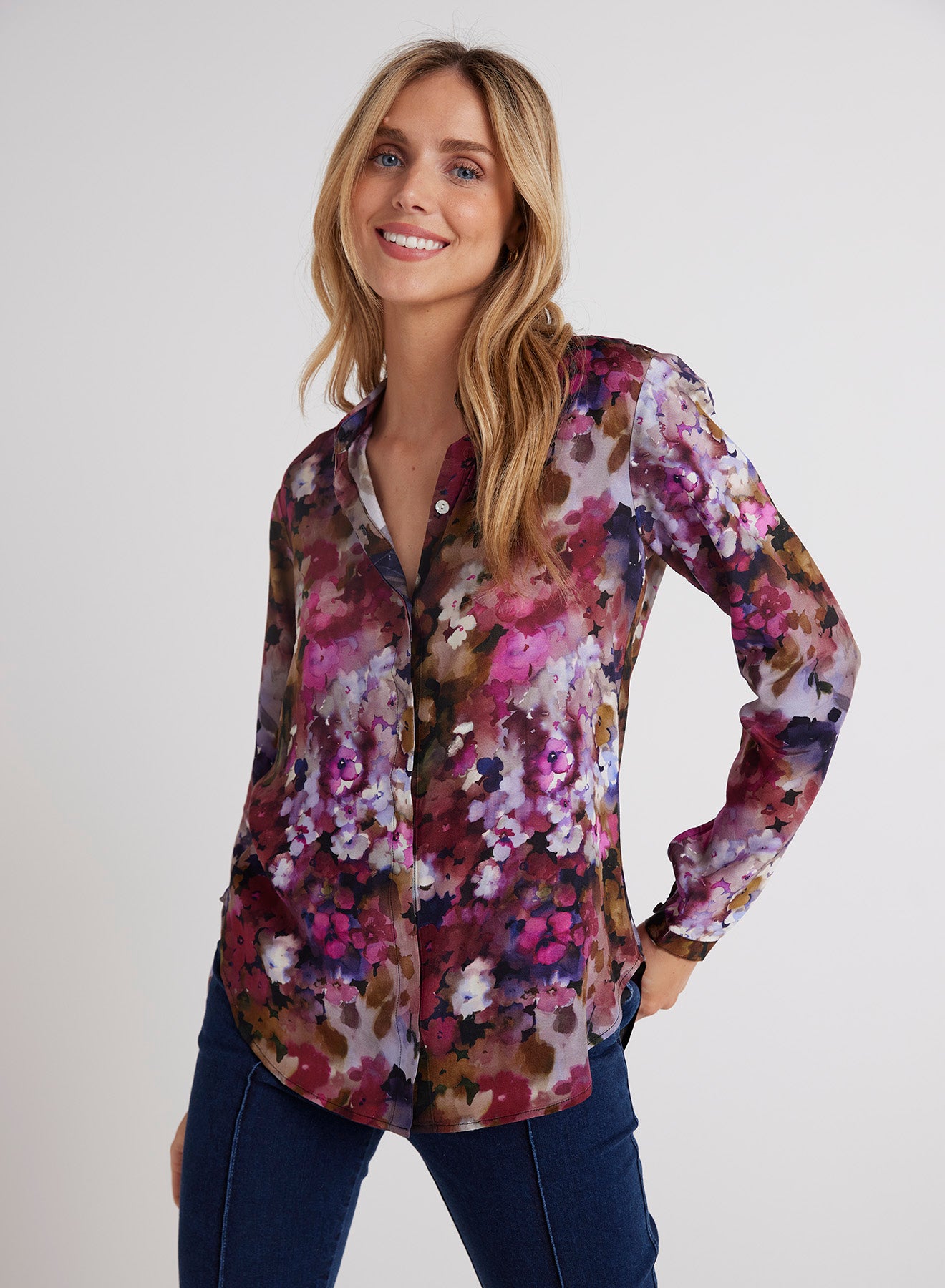 Bella Dahl Clean Front Hipster Shirt Twilight Fleur