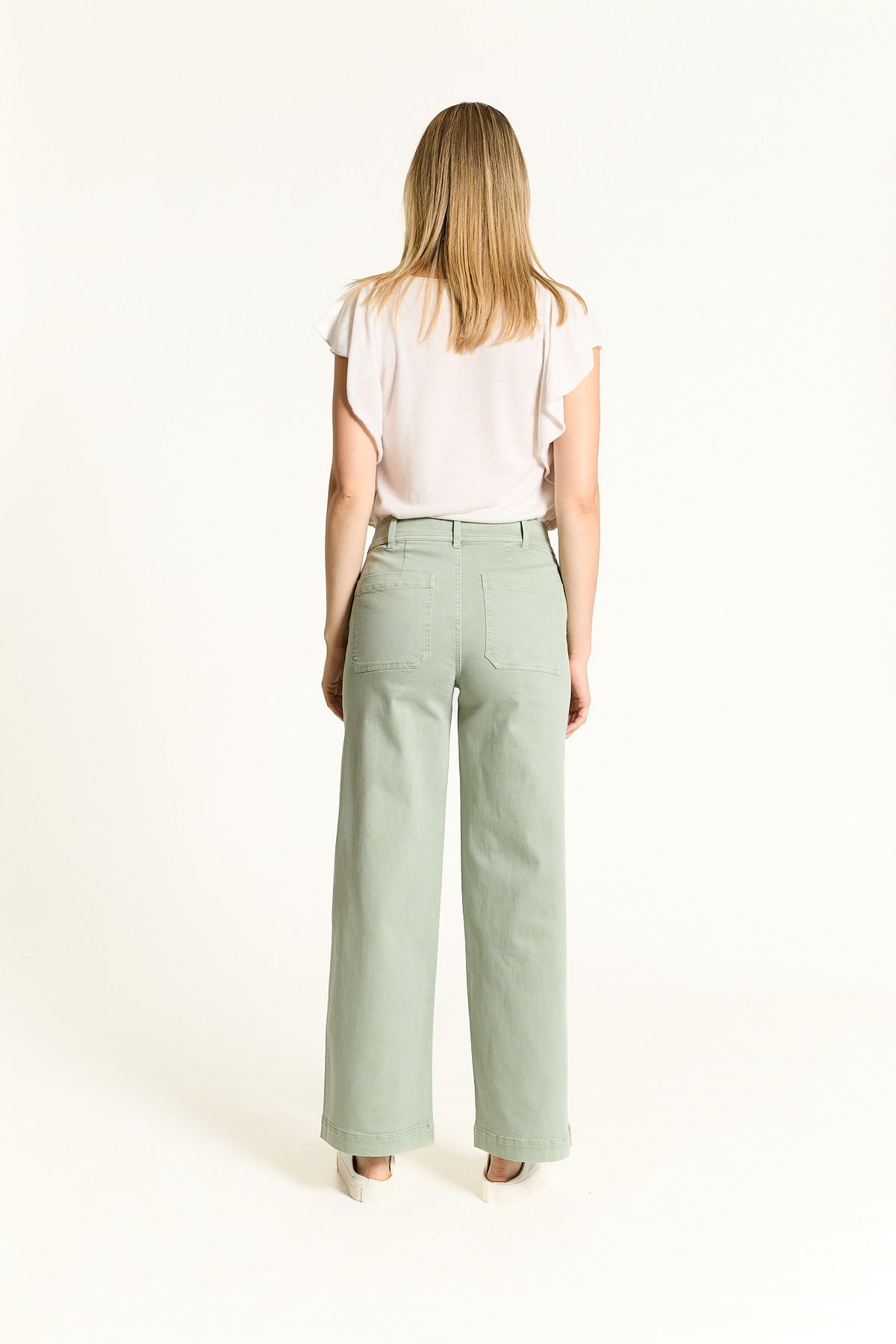 OAT High Rise Wide Leg Jeans in Iceberg Green