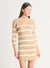 Dex Striped Sweater Dress Beige White Stripe