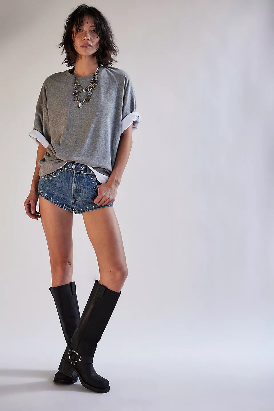 Free People WTF Perfect Oversized Tee Heather Grey
