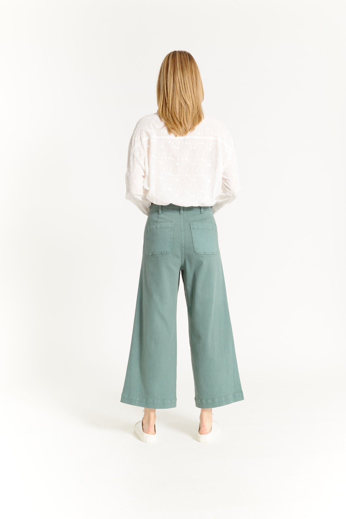 OAT High Rise Wide Leg Crop Jean in Sage Leaf