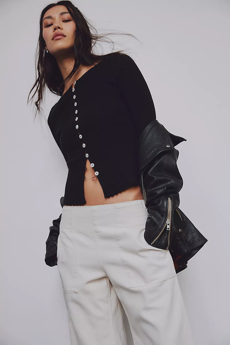 Free People Tilly Long Sleeve Cardigan Black