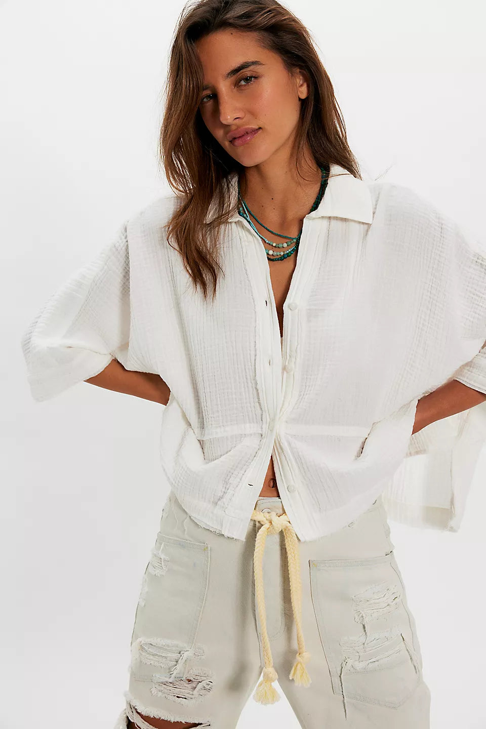 Free People Happy Days Top Clean Ivory
