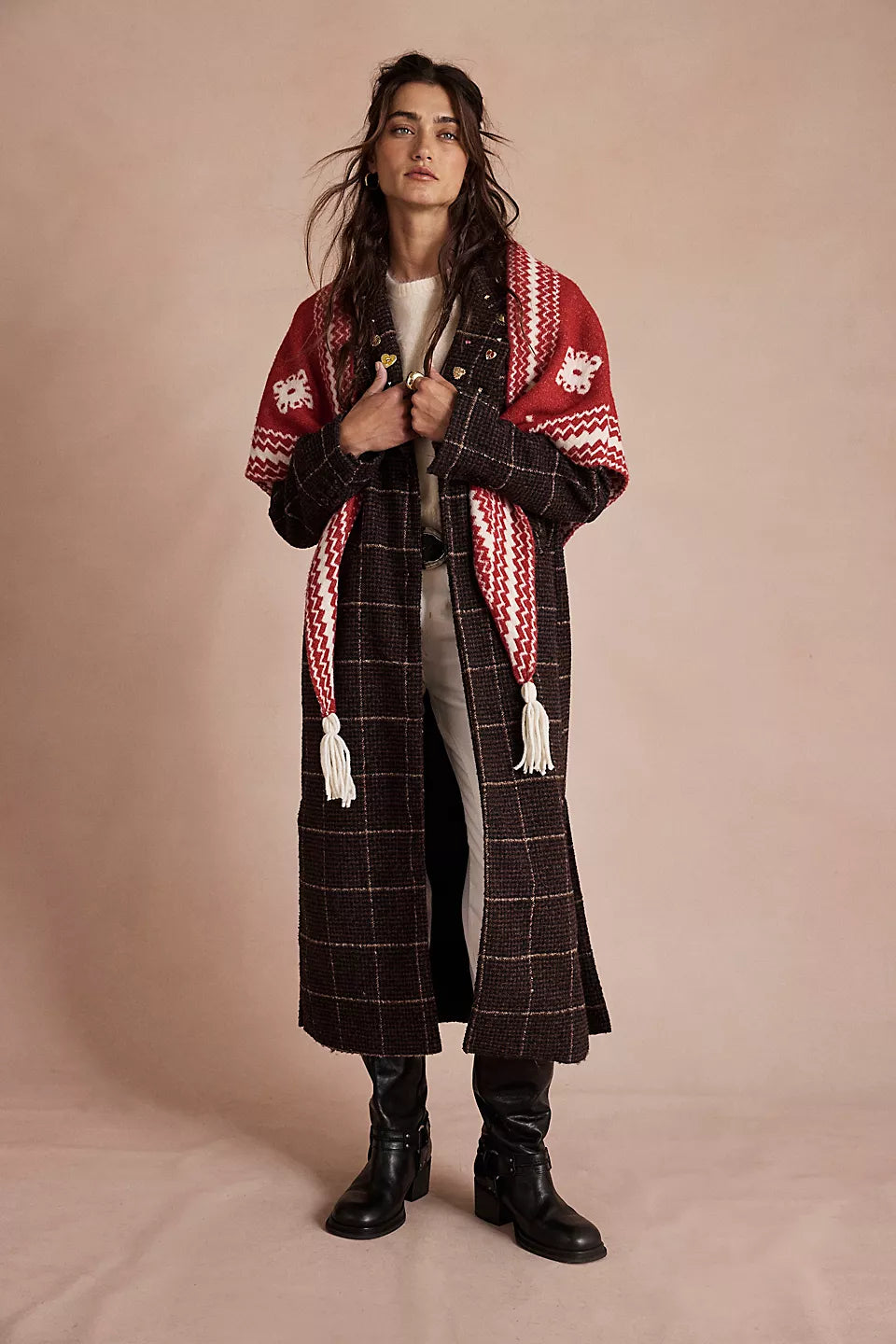 Free People Over The Coat Shawl Red