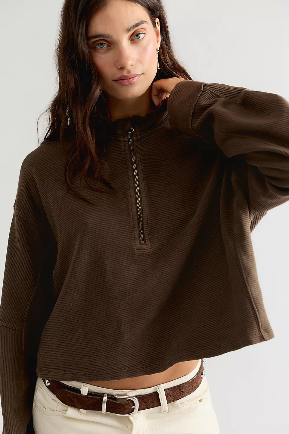 Free People Celeste Quarterzip Teak