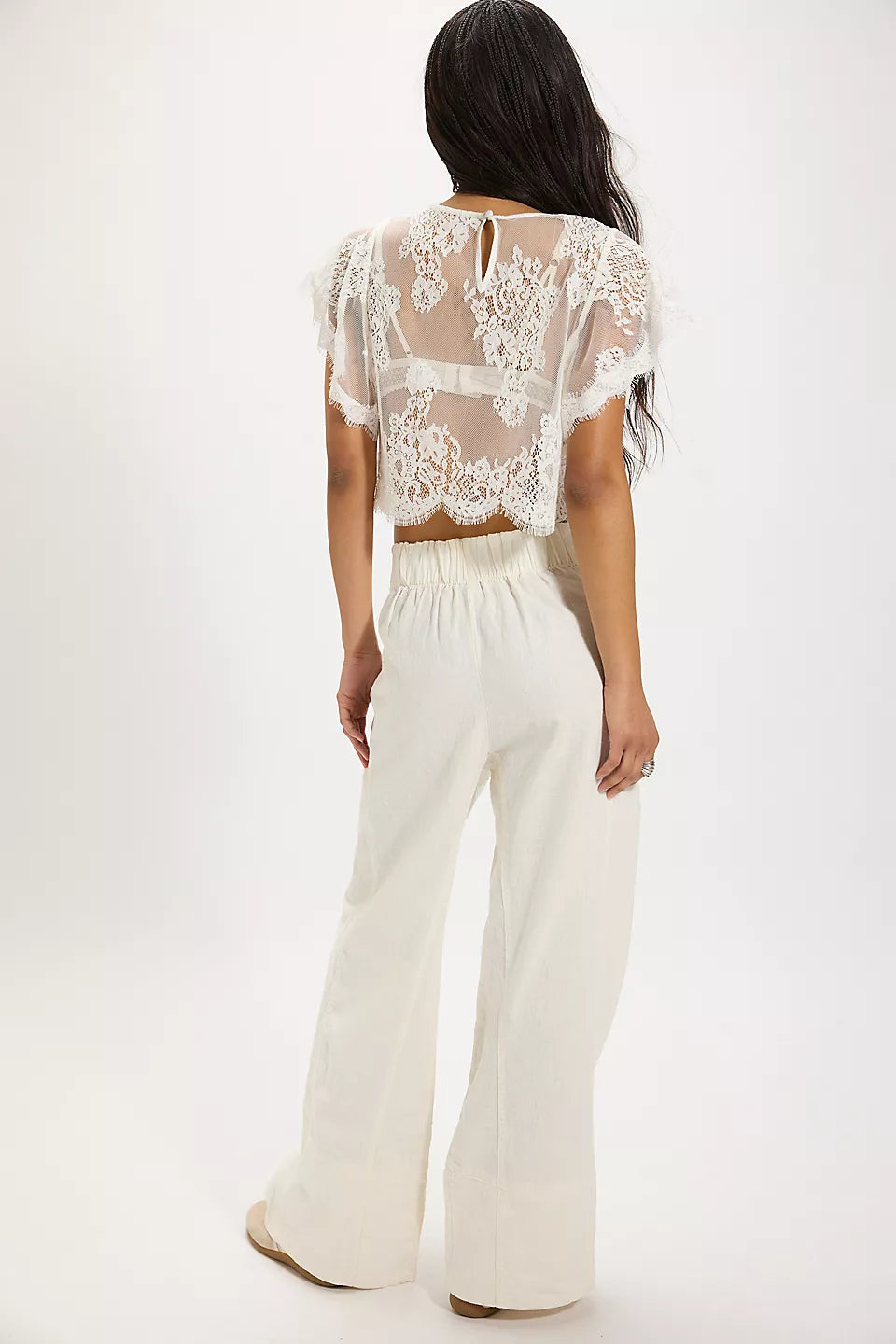 Free People Days End Linen Pull On in Ivory