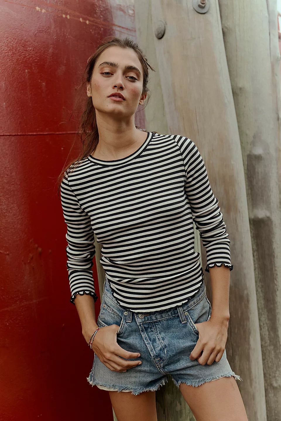 Free People Easy Does It Striped Tee