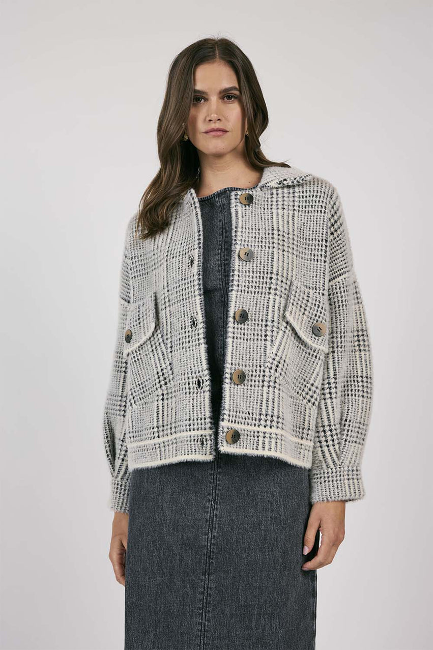 SAGE THE LABEL Lola Plaid Sweater Jacket