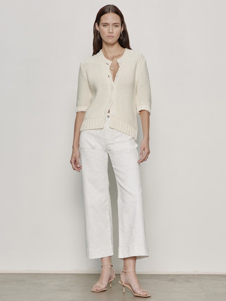 Sanctuary The Marine Pant in Chalk with Embroidery