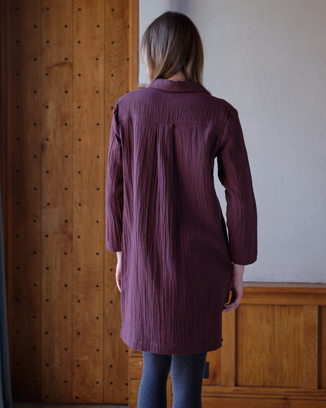 BIBICO Short Tara Shirt Dress in Little Check Rust