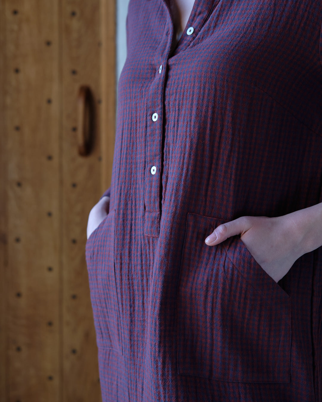BIBICO Short Tara Shirt Dress in Little Check Rust