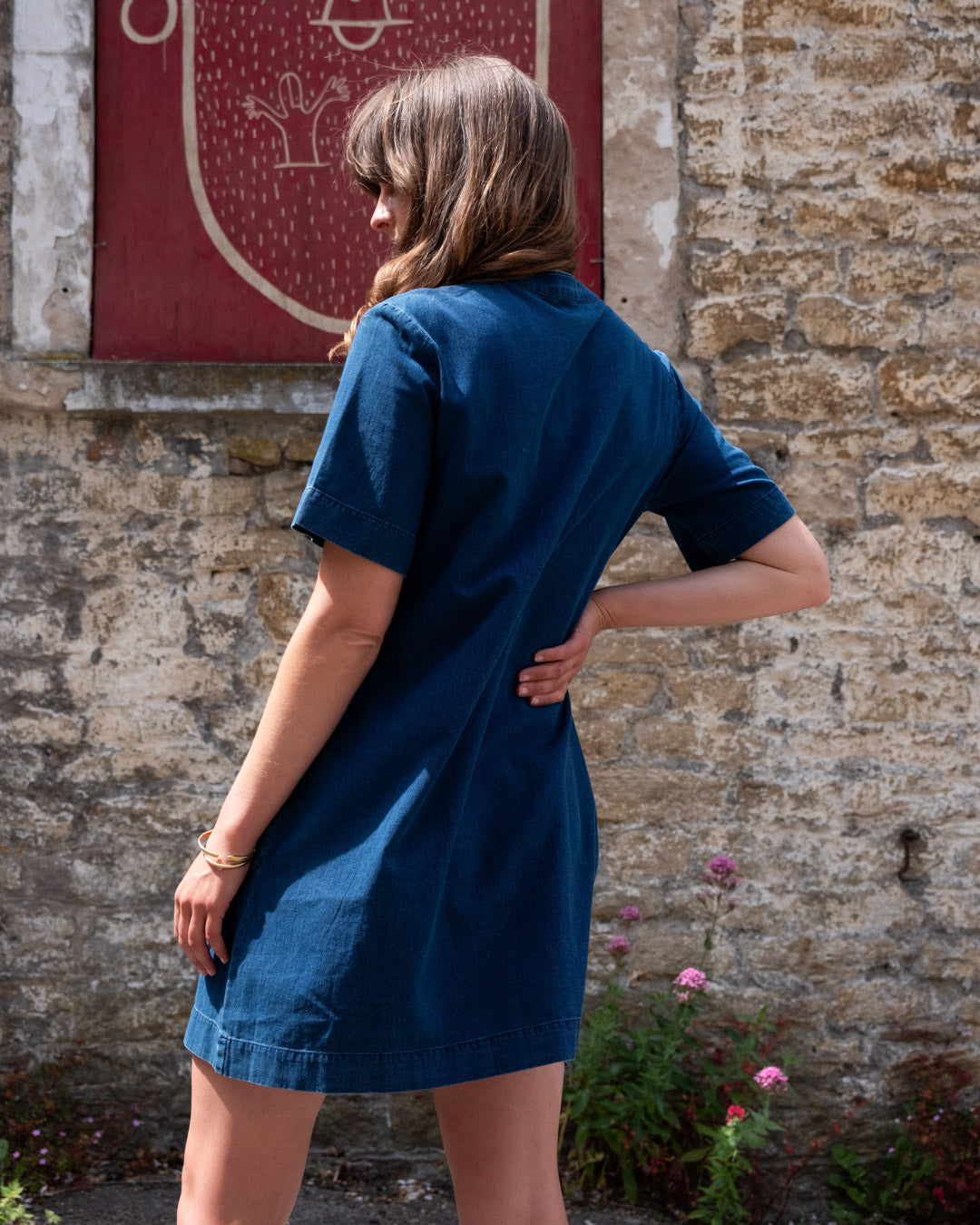 BIBICO Wren Pull on Dress in Cotton and Linen Stripe