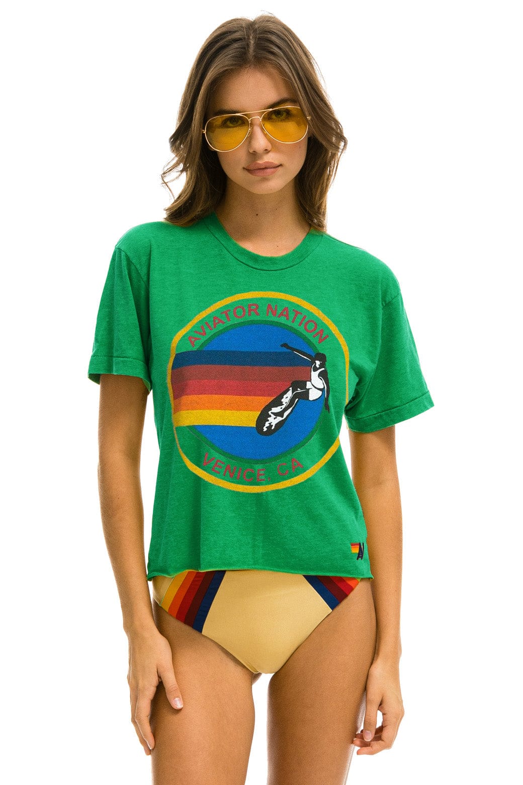 Aviator Nation - Signature Boyfriend Tee  Kelly Green