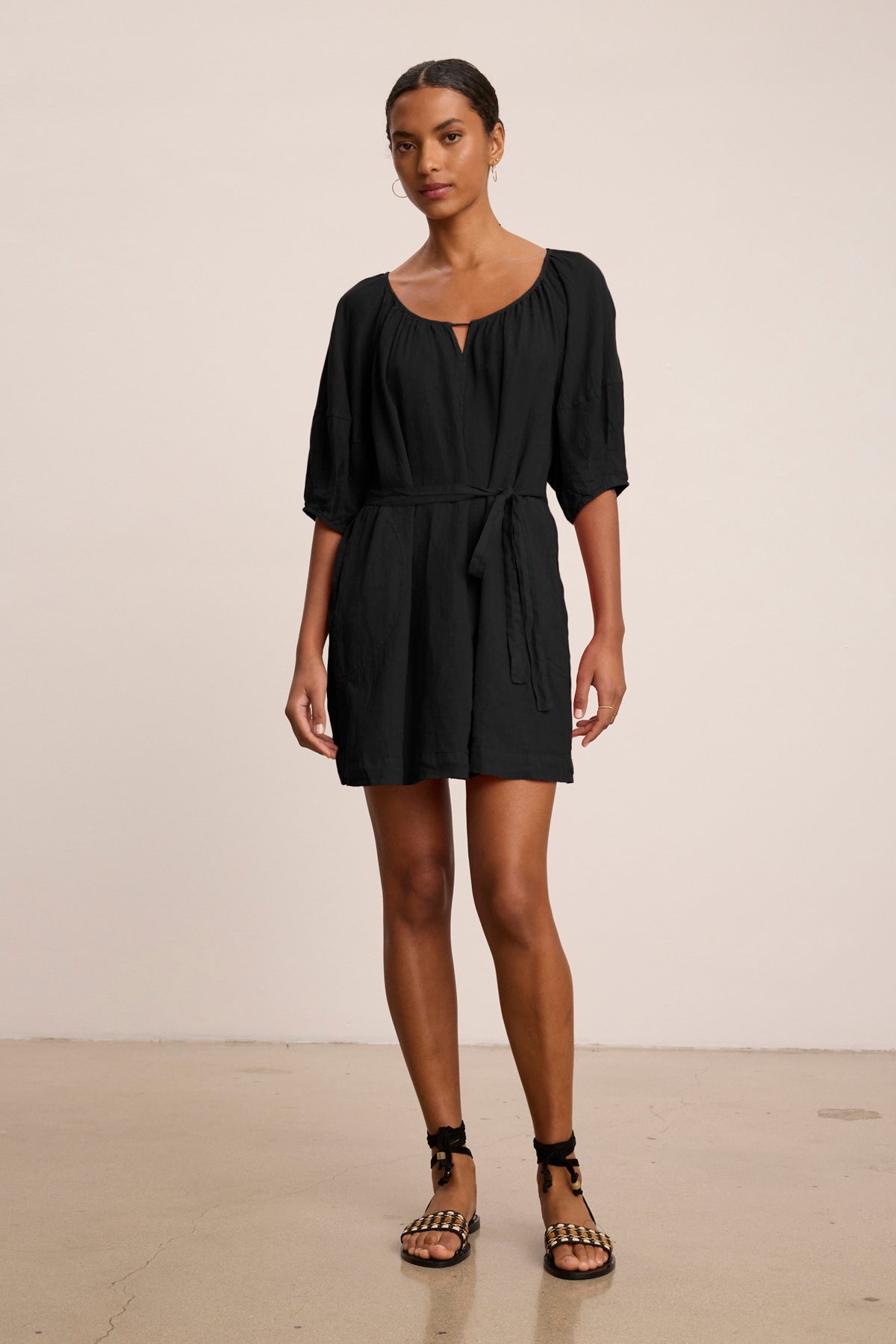 Velvet By Graham & Spencer Greta Short Sleeve Linen Mini Dress Velvet By Graham & Spencer Greta Short Sleeve Linen Mini Dress