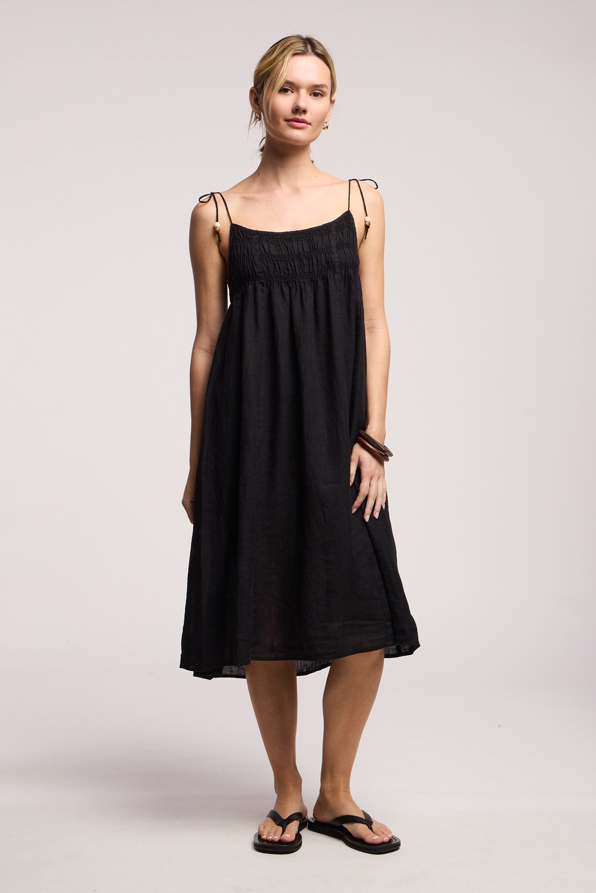 Velvet by Graham & Spencer Teresa Babydoll Linen Midi Dress