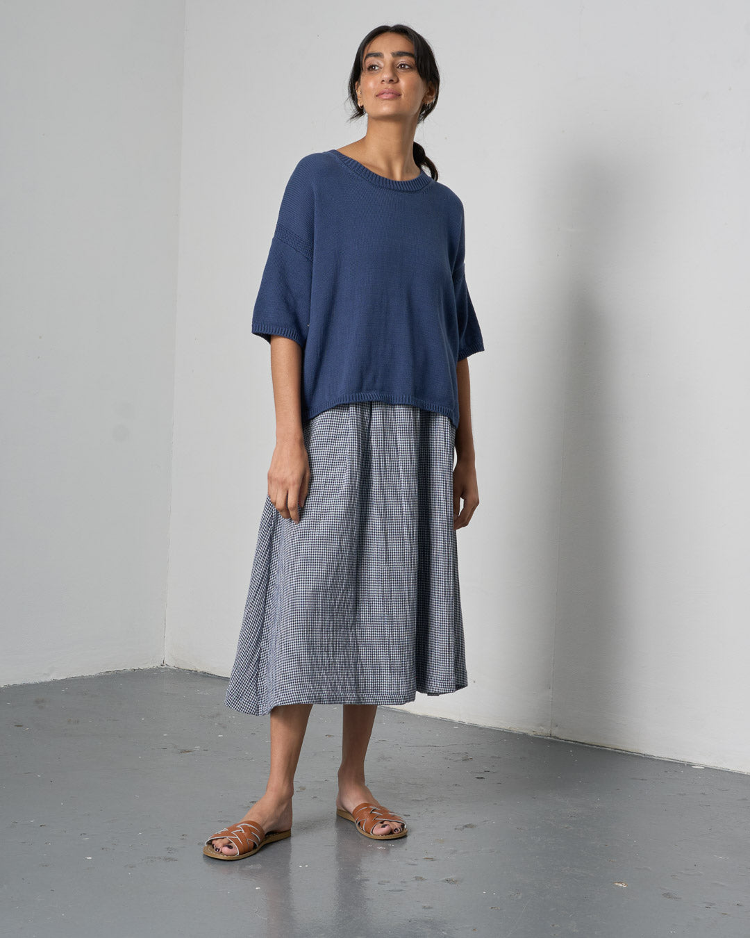 BIBICO Lisa Boxy Knitted Top in Navy