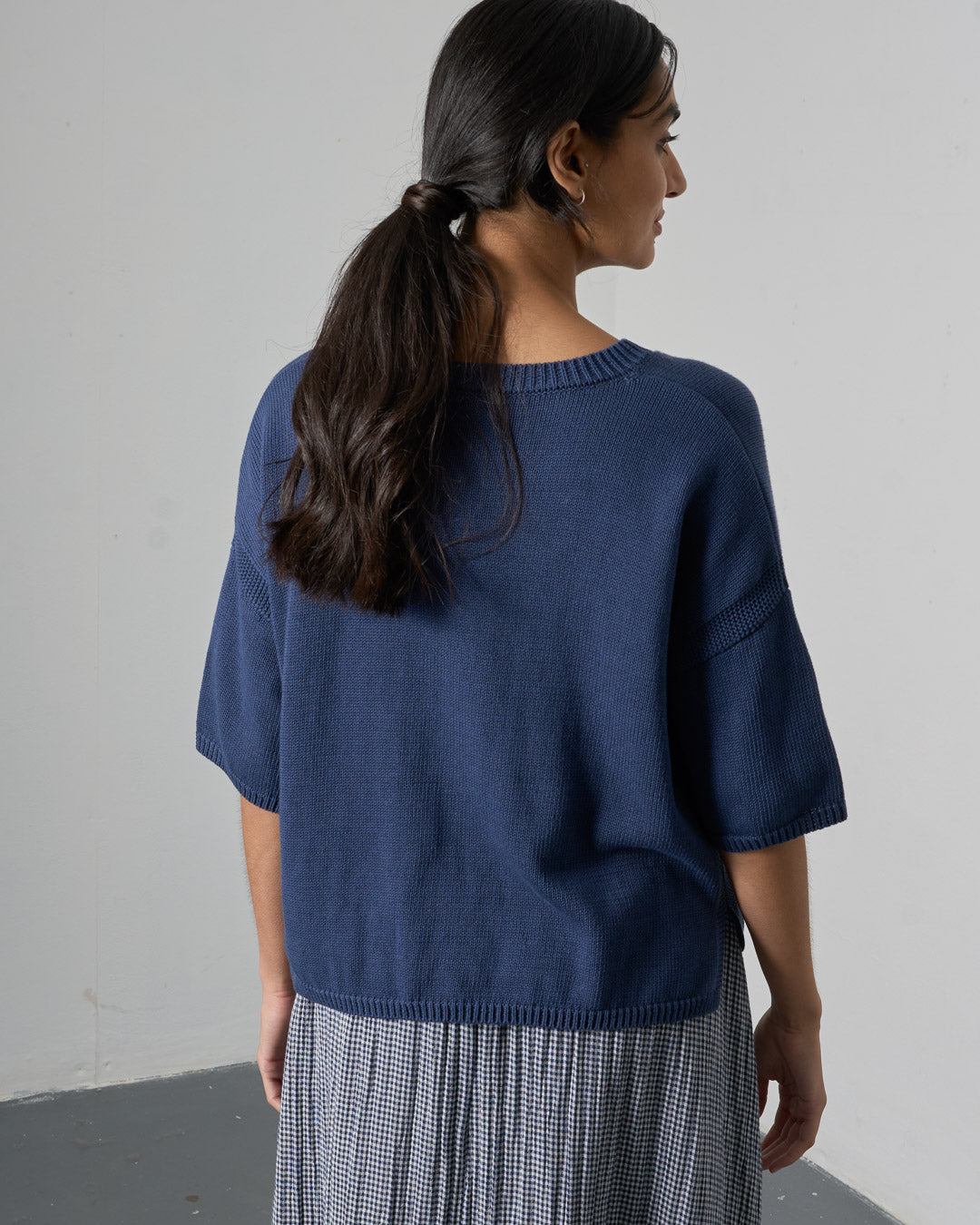BIBICO Lisa Boxy Knitted Top in Navy