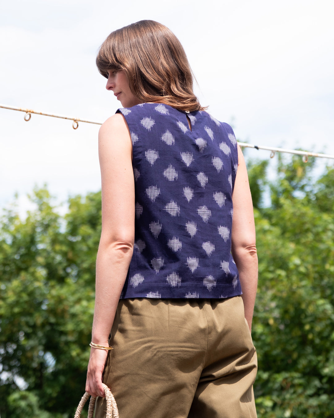 BIBICO Pippa Sleeveless Top in Dot Indigo