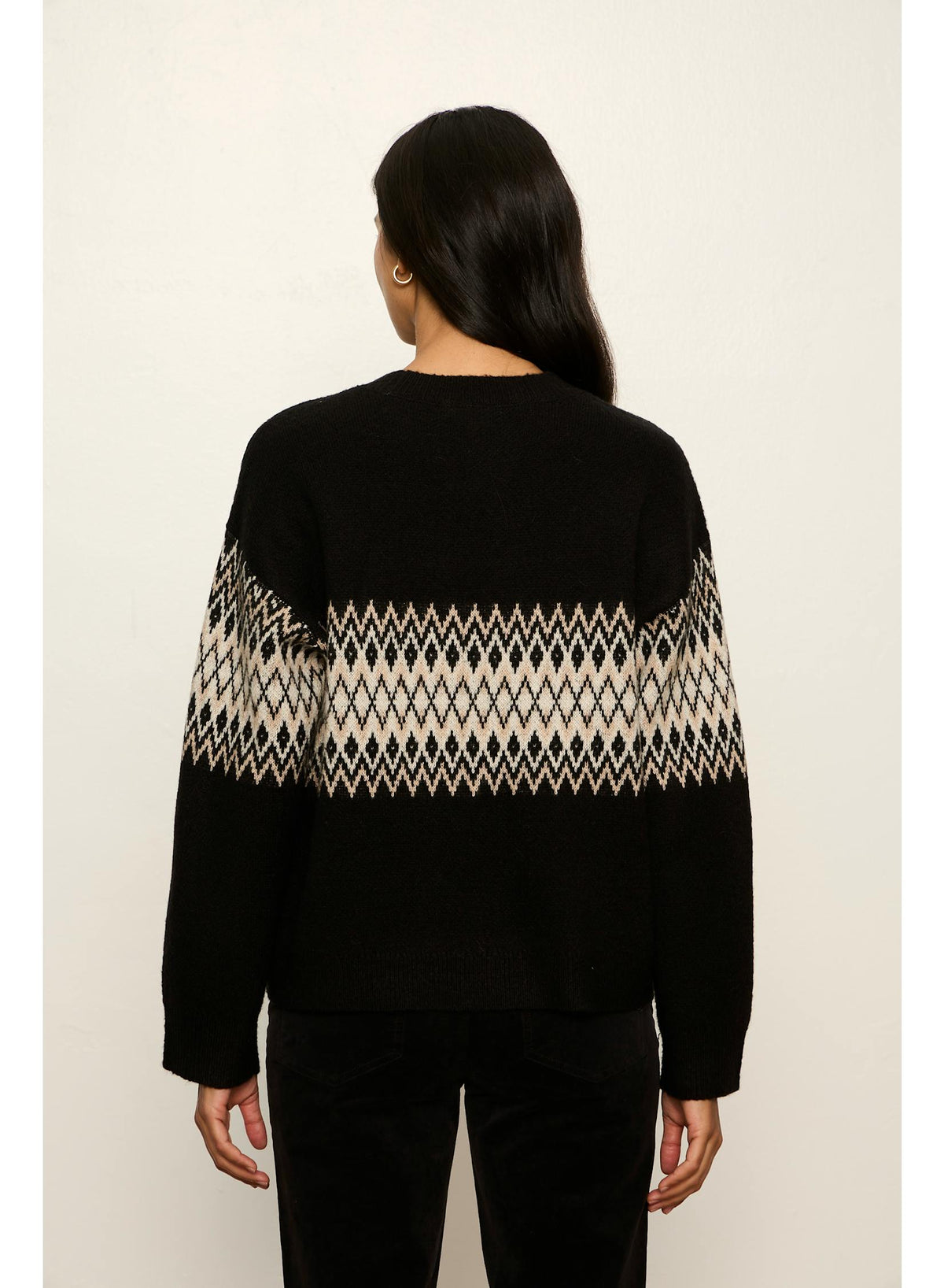 Sanctuary Argyle Crew Pullover in Black Argyle