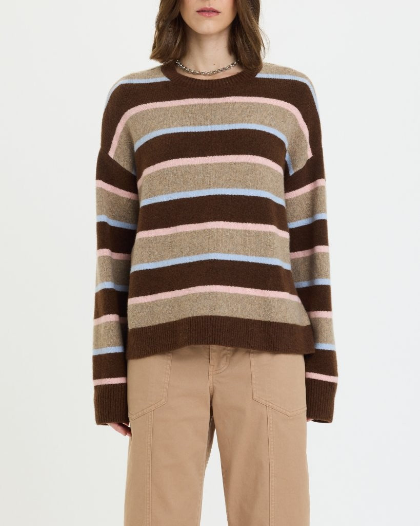 Daze Denim Carlyle Everyday Crew Neck Sweater Dune Stripe
