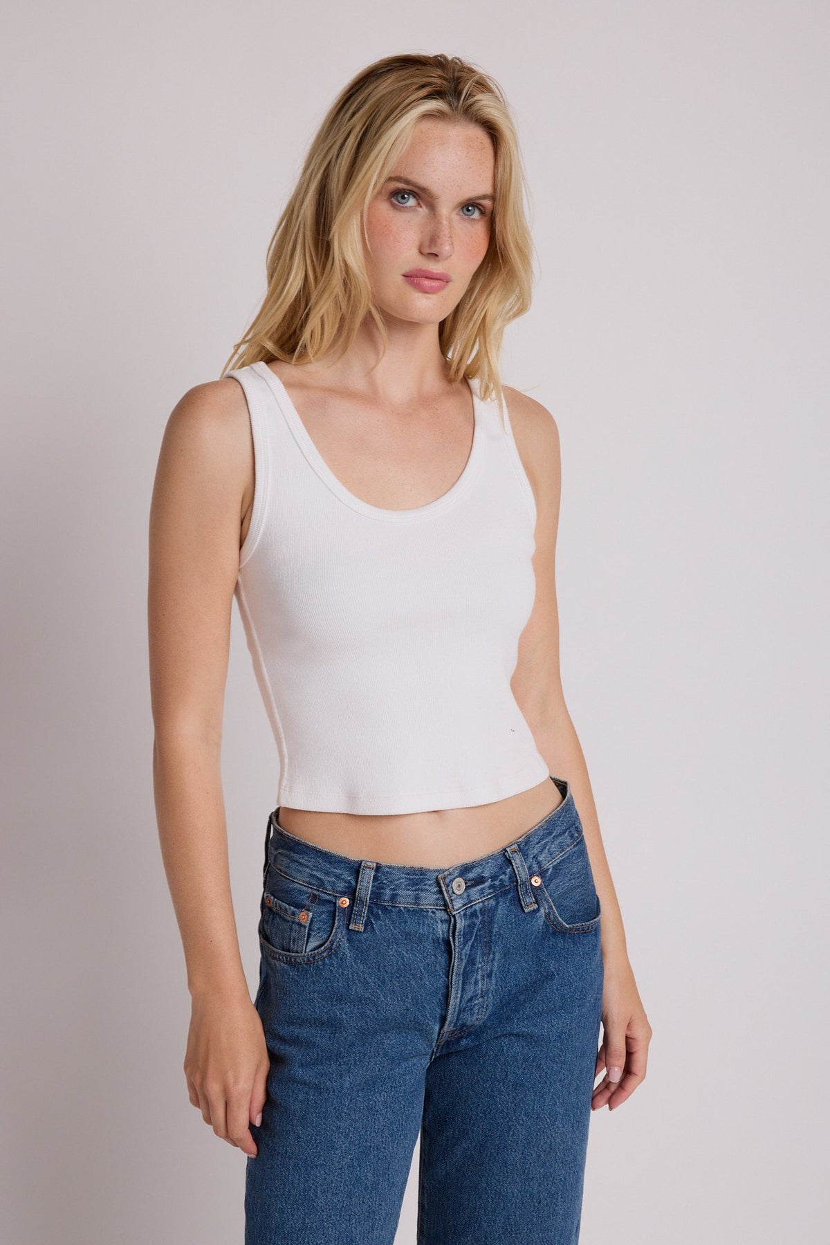 perfectwhitetee Blondie Structured Rib Bra Friendly Tank White