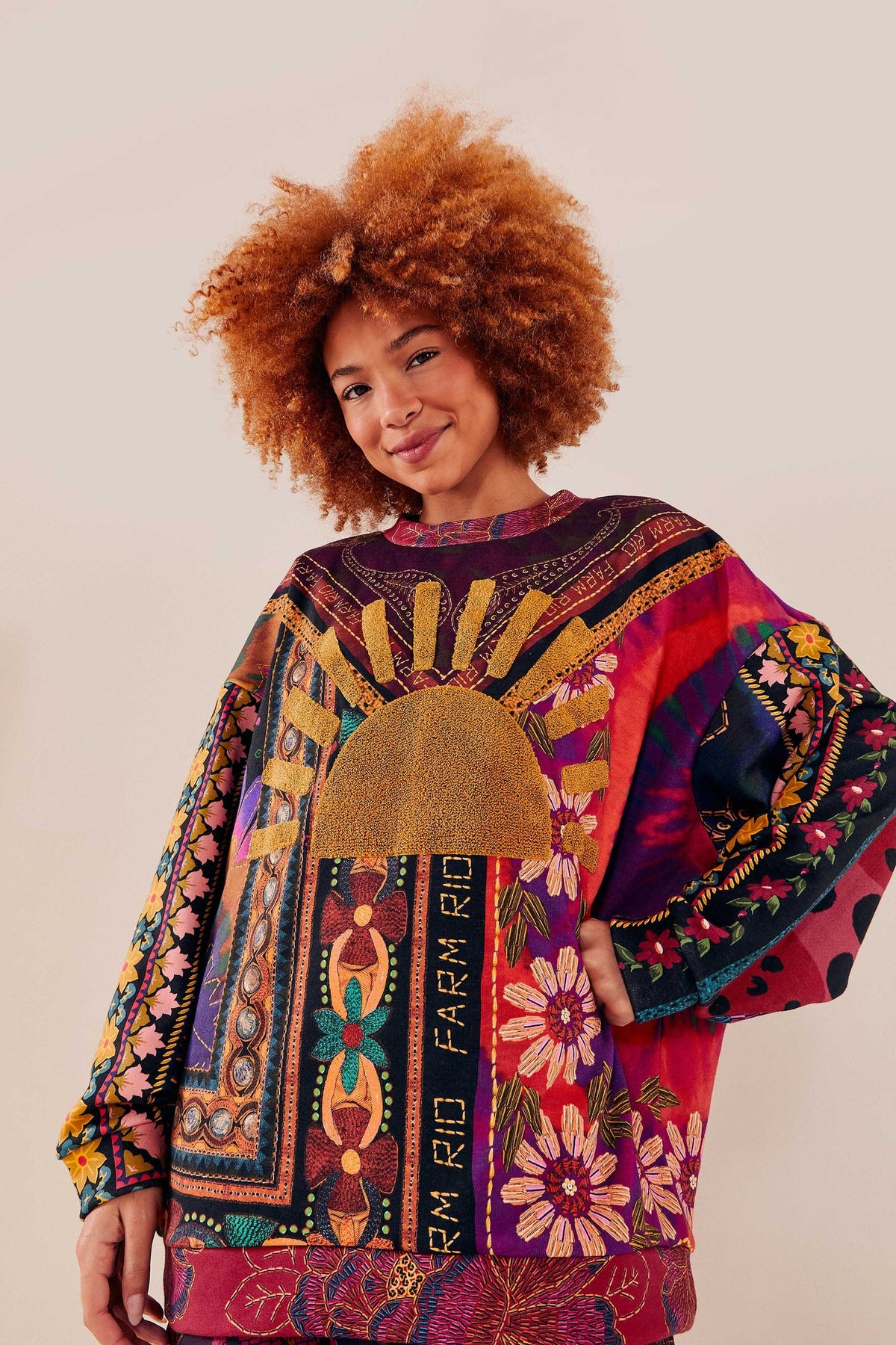 Farm Rio Mixed Scarves Sweatshirt