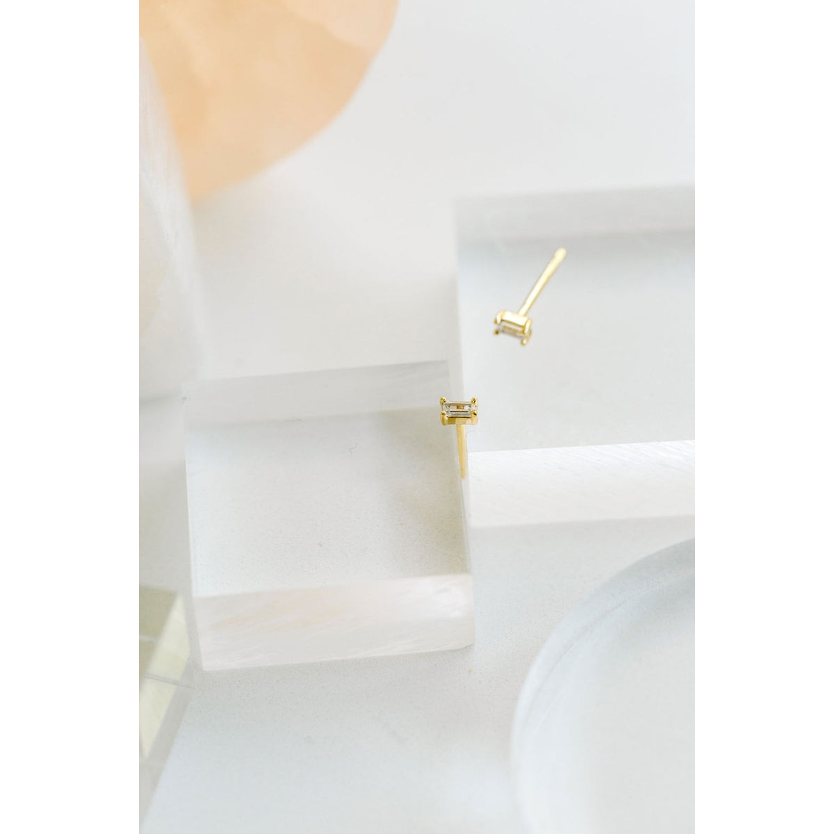 The Land of Salt Dara Clear CZ Baguette Stud Earrings