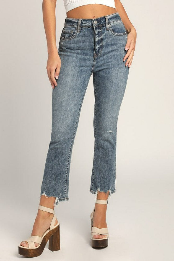 Daze Denim Shy Girl High Rise Crop Flare in Wild Child