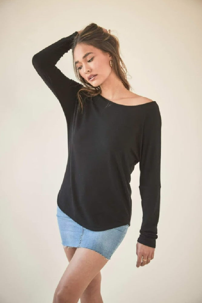 PROJECT SOCIAL T Isla Open Neck Sweatshirt Black