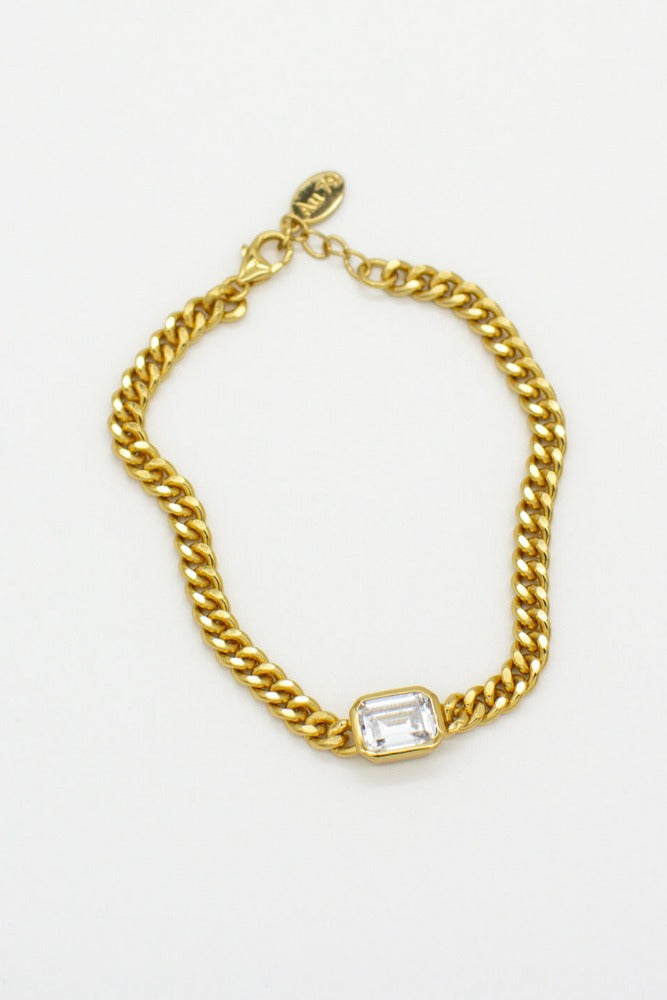 AU79 Manhattan Chain Bracelet w/ CZ