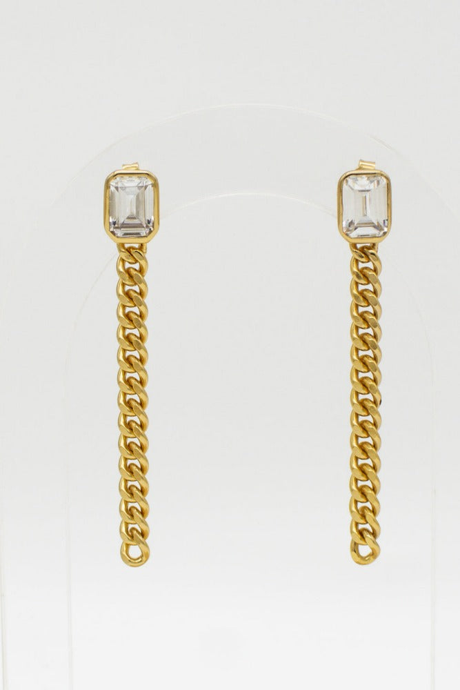 AU79 Manhattan Chain Earrings w/ CZ