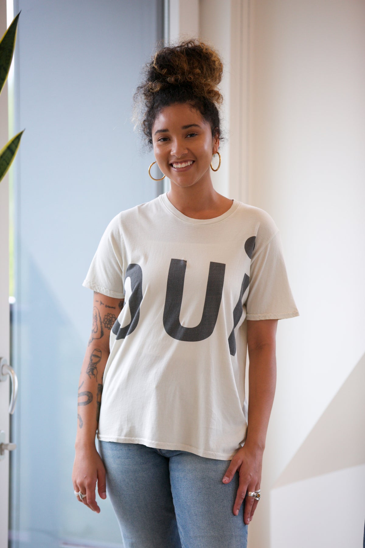 Clare V. Oui Original Tee Cream w/ Black