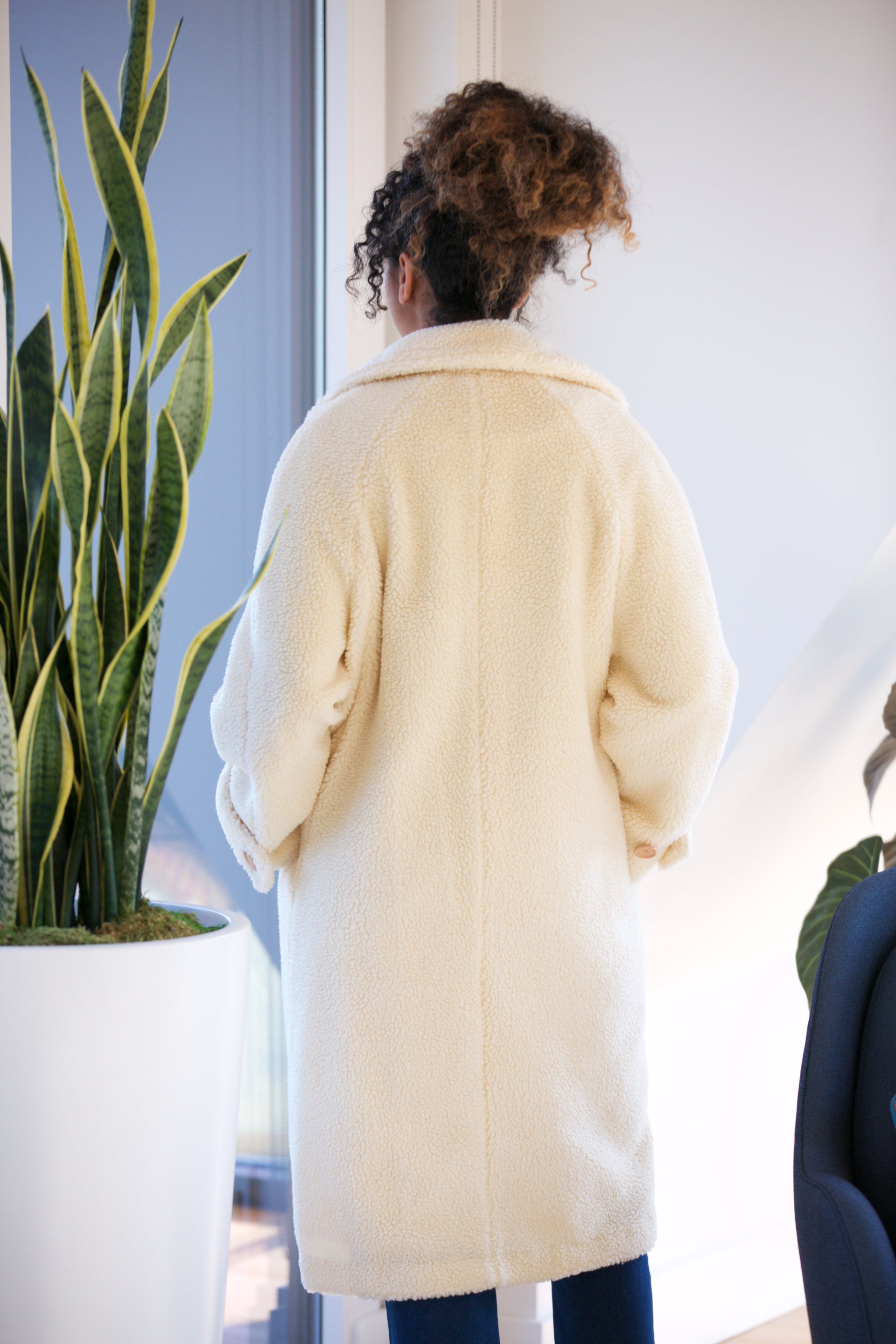 EMERSON FRY Matisse Coat in Ivory Sherpa - Adorn