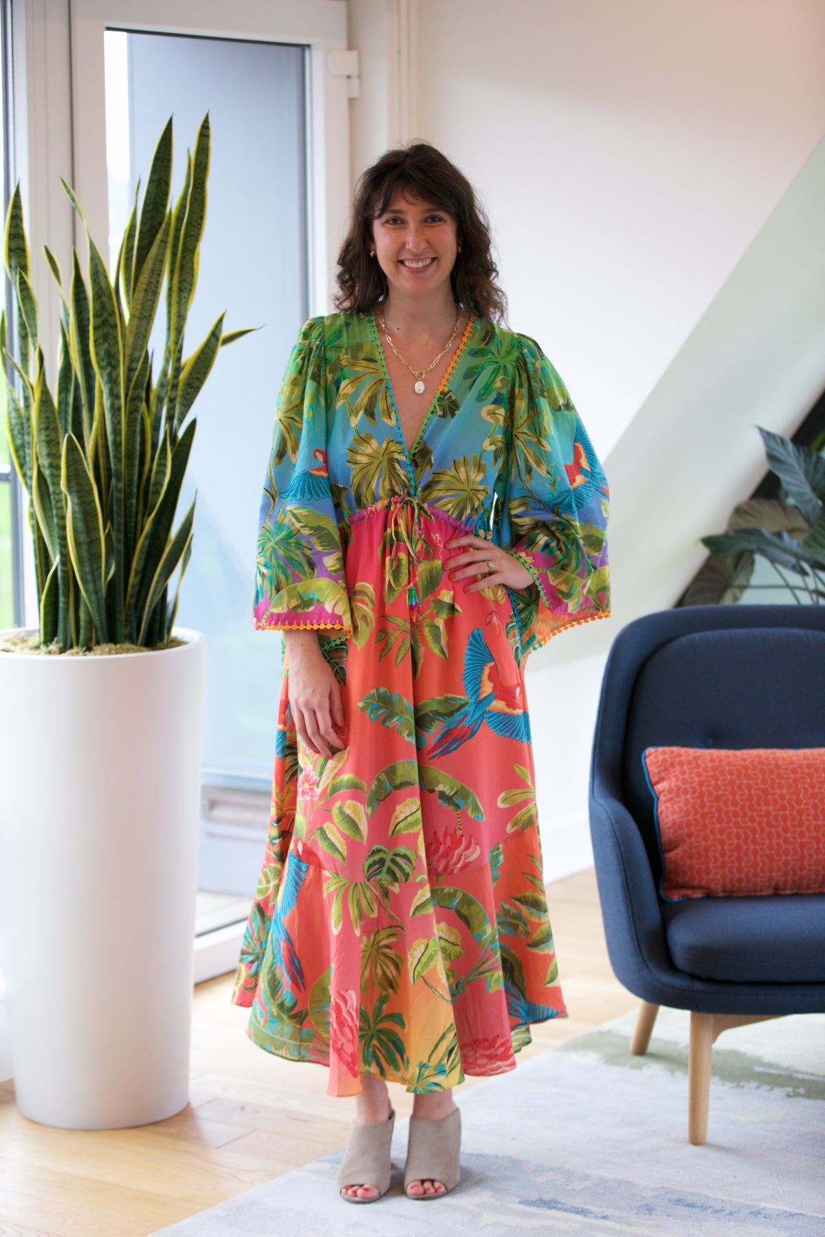 Farm Rio Ombre Forest Ruffle Tunic Dress