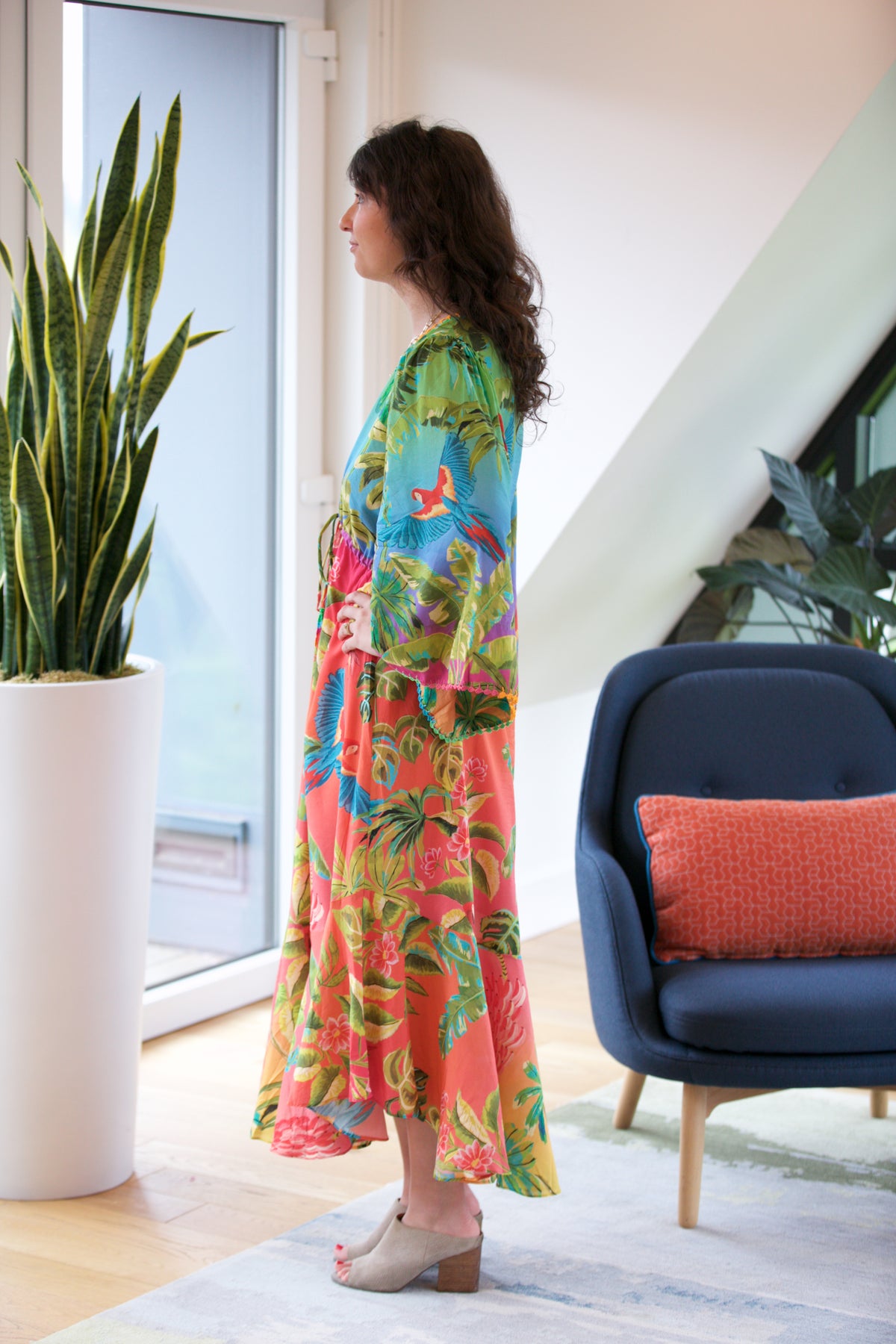 Farm Rio Ombre Forest Ruffle Tunic Dress