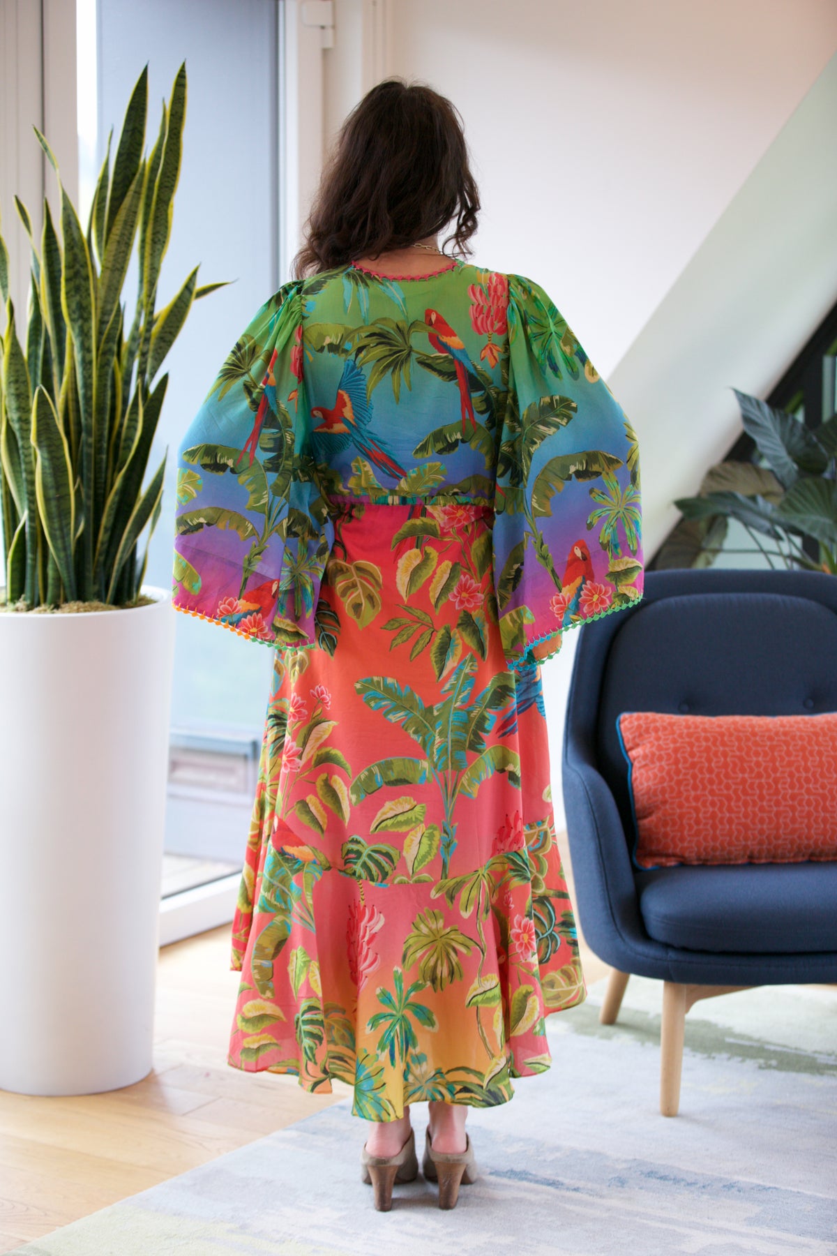 Farm Rio Ombre Forest Ruffle Tunic Dress