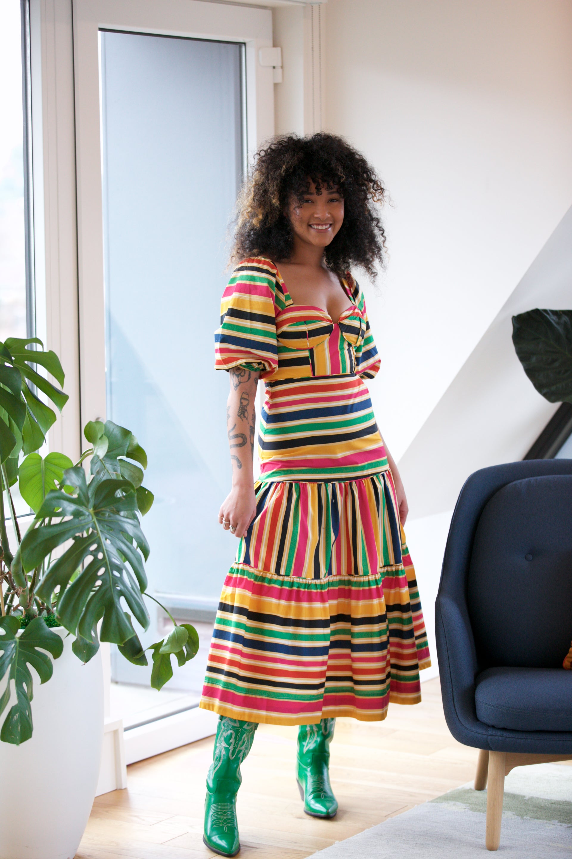 Simone Midi Dress (Black Stripe) – Mura Boutique