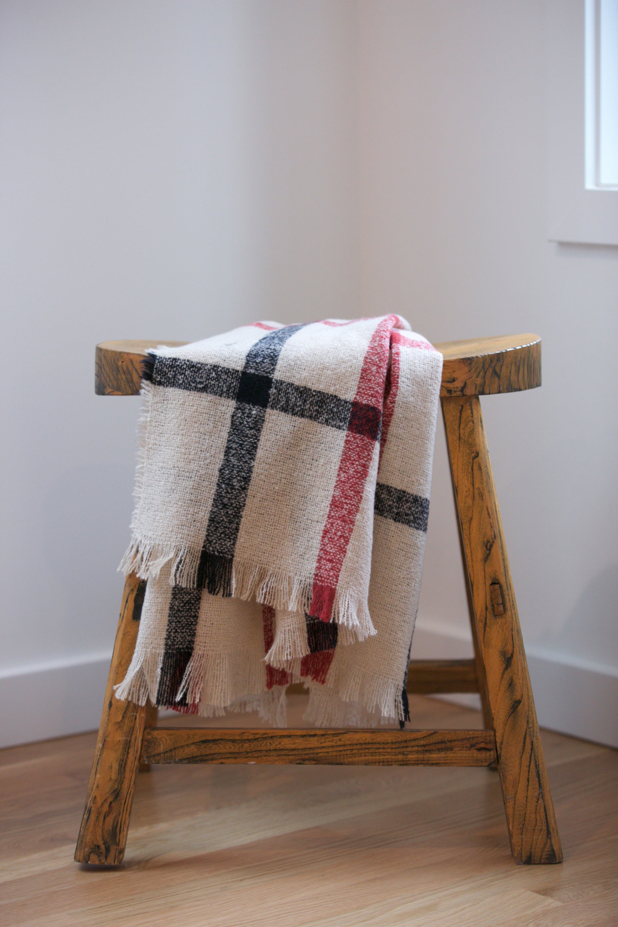 ADORN Frayed Edge Plaid Scarf