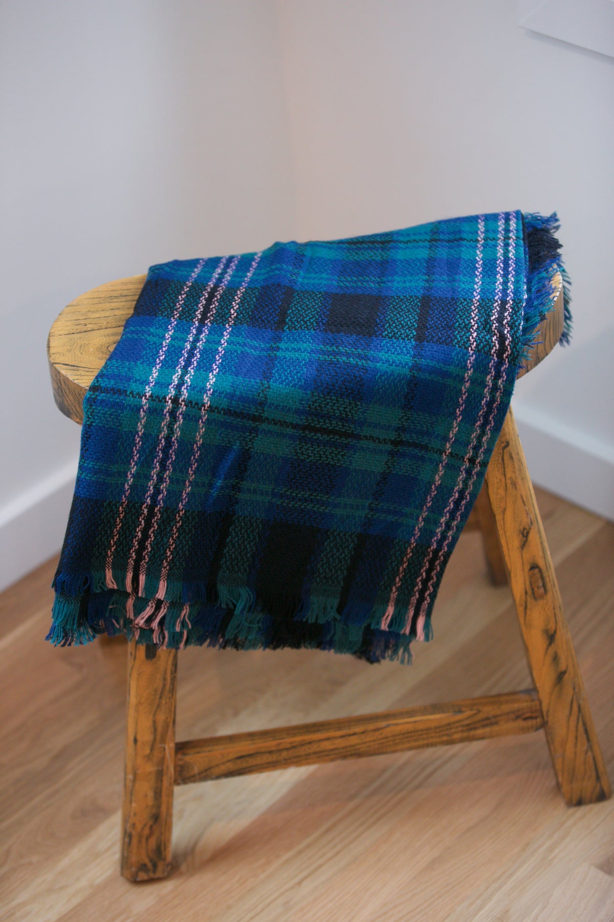 ADORN Frayed Edge Plaid Scarf