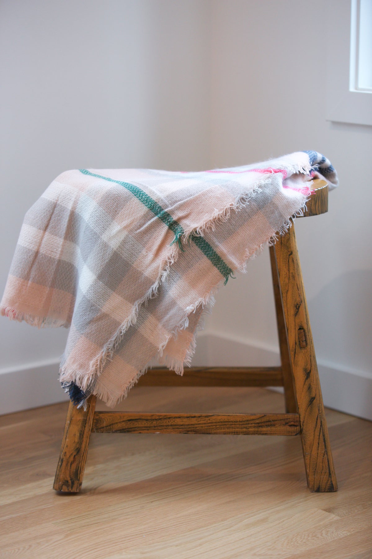 ADORN Frayed Edge Plaid Scarf