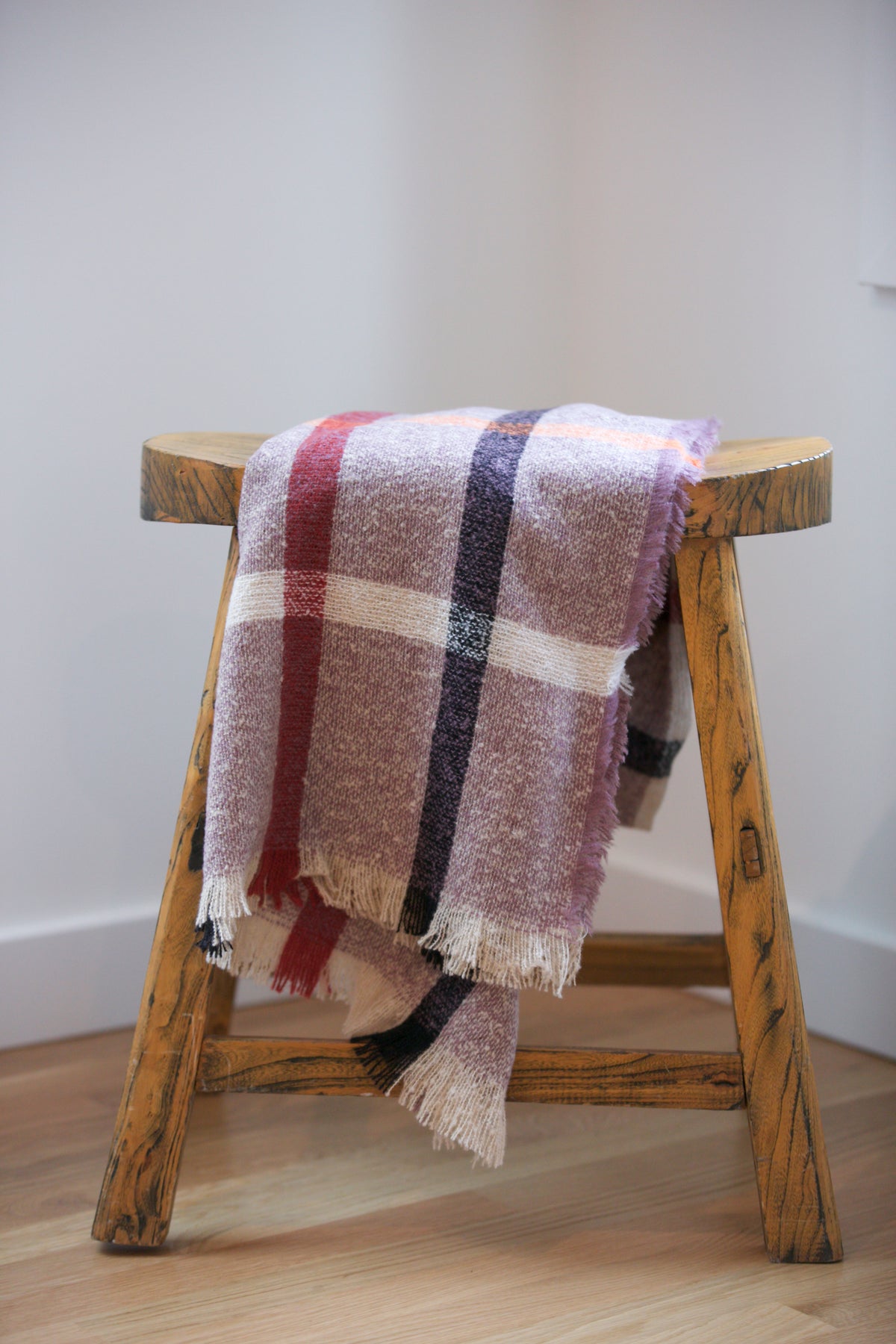 ADORN Frayed Edge Plaid Scarf
