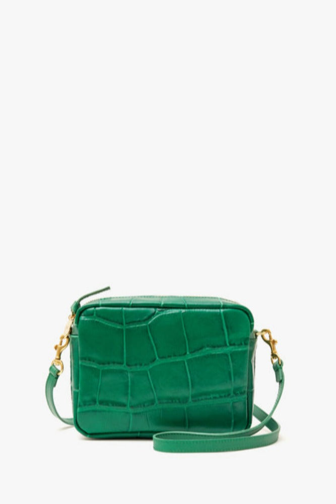 Clare V. Midi Sac Emerald Croco