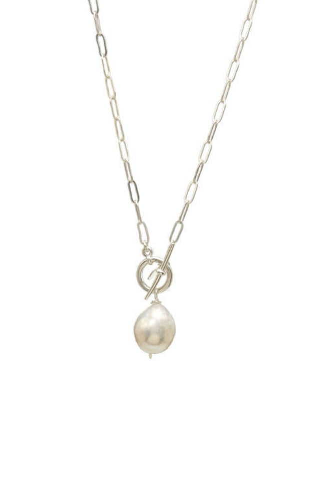 Kenda Kist Baroque Pearl Toggle Necklace Silver